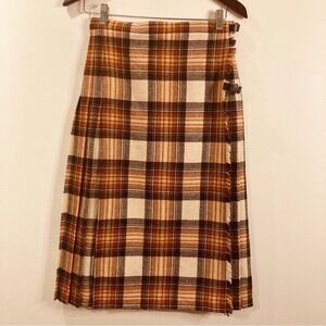 MOFFAT WEAVERS Sz 14 Made in  Scotland Wool Buckle Kilt Style Pleated Skirt